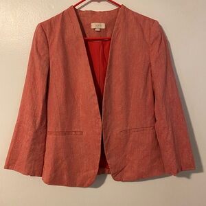 Loft outlet blazer size 4 red linen blend 3/4 sleeve